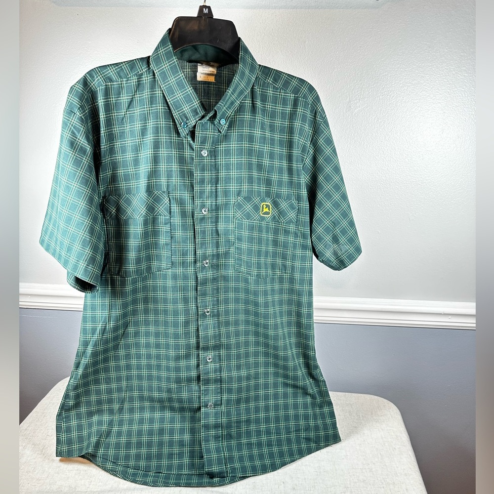 Vintage John Deere Short Sleeved Work Shirt Size Large